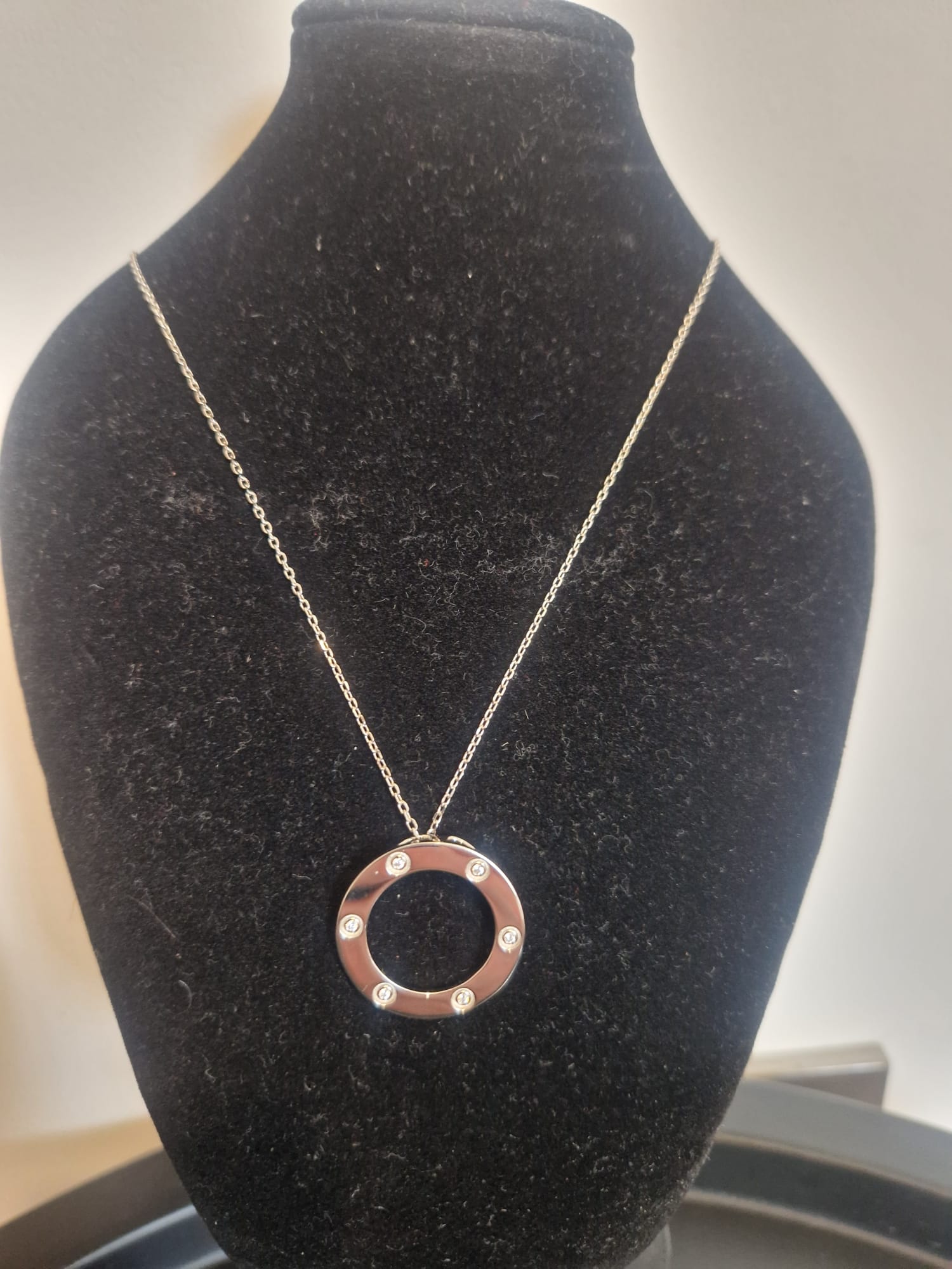 Luxe Stone Circle Necklace - Sterling Silver