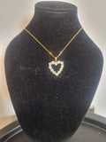 Heart Shaped Necklace  Clear Stones