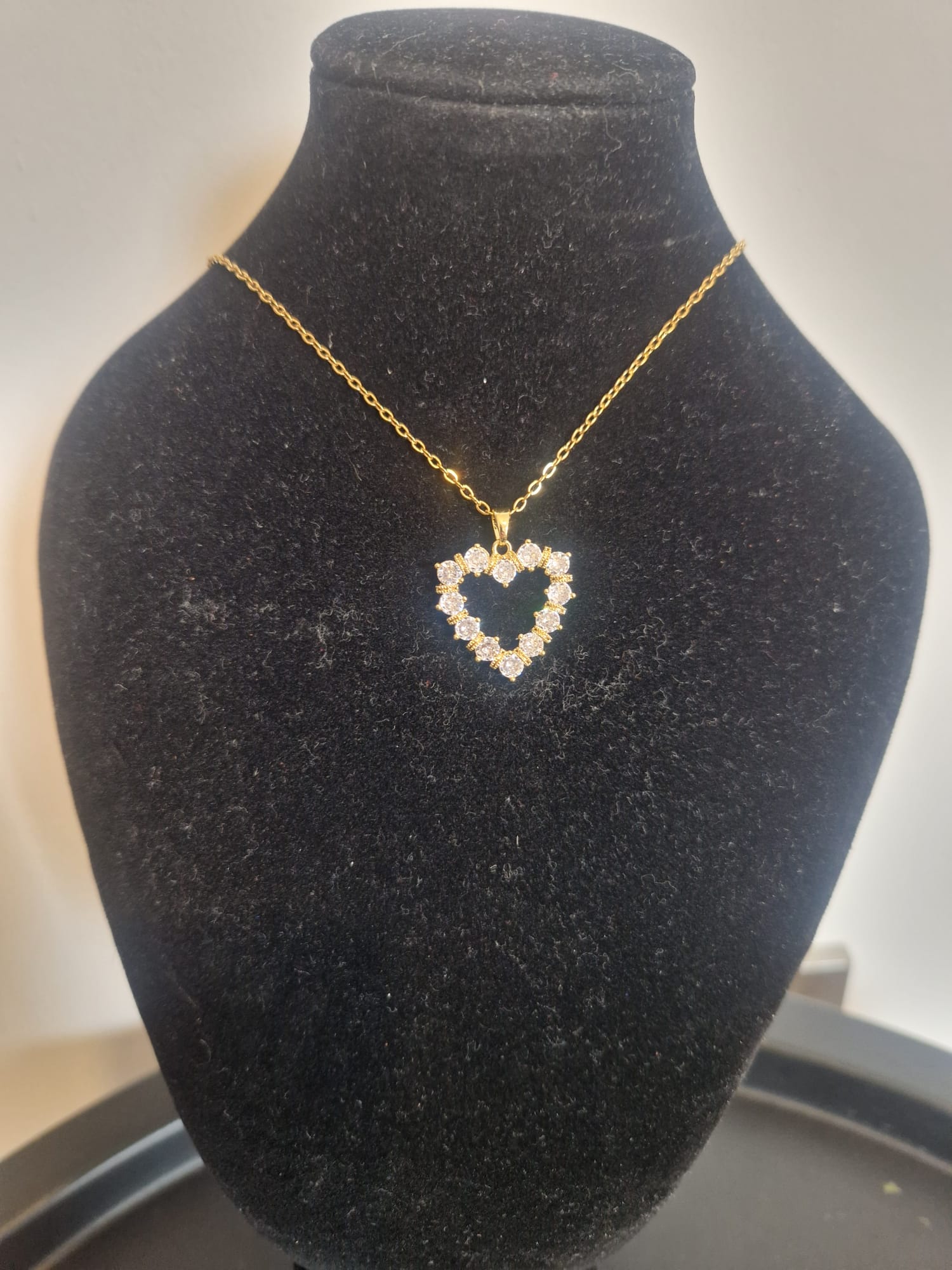 Heart Shaped Necklace  Clear Stones